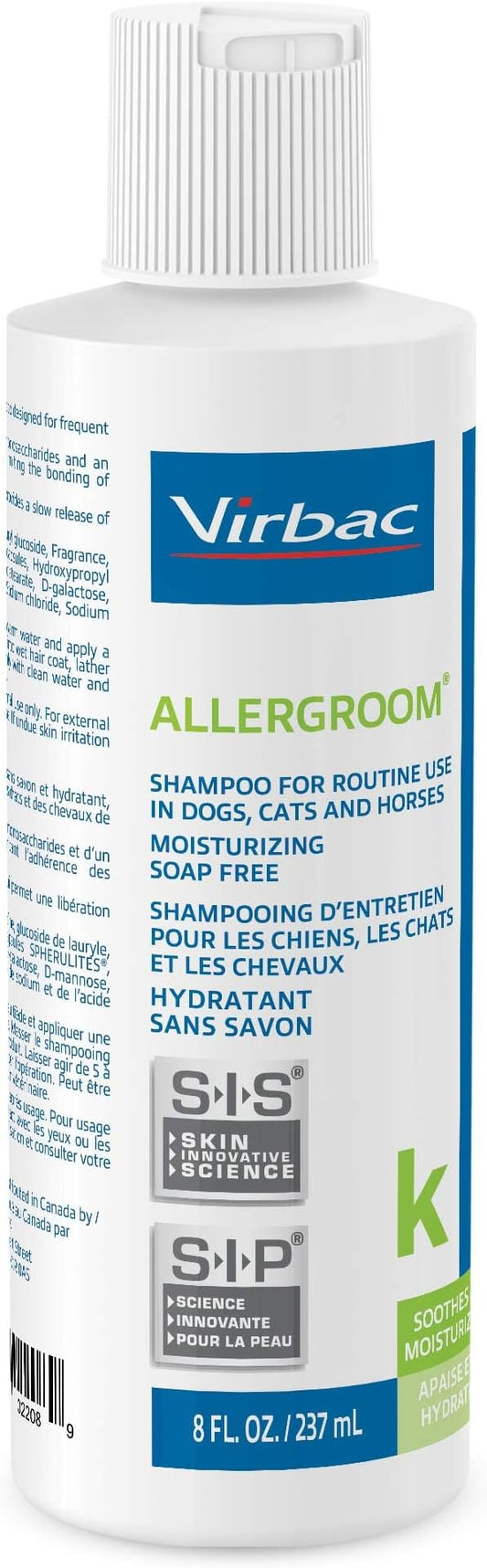 Virbac ALLERGROOM® Shampoo For Dogs, Cats & Horses (8 oz) - For Normal or Dry Skin