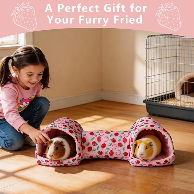 Guinea Pig Hideout Tunnel,Hamster Bed Small Animal Hideaway Tube House for Rat Mice Parrot Chinchilla Hedgehog Flying Squirrel Resting Sleeping Playing Washable Warm Bed Plush Nest Habitats