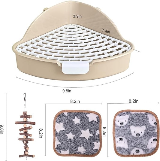 RUBYHOME Triangle Potty Trainer Corner Litter Bedding Box Pet Pan for Baby Rabbit, Chinchillas, Small Guinea Pigs, Ferret, Galesaur