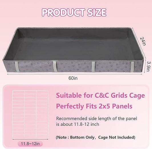 Funfurry Waterproof Guinea Pig Cage Liner,Washable Tarp Bottom Base,Cage Liners for Small Animals,Hamster Chinchilla Hedgehog Ferret Rabbit. (Dark Grey-Paw, 24" X 60")