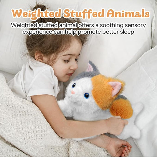 19 inch 3 Pounds Cat Weighted Stuffed Animals, Realistic Weighted Cat Stuffed Animal, Sensory Comfort Plush Throw Pillow, Soft Kawaii Kitty Plush Toy Gift for Adults Kids Youth