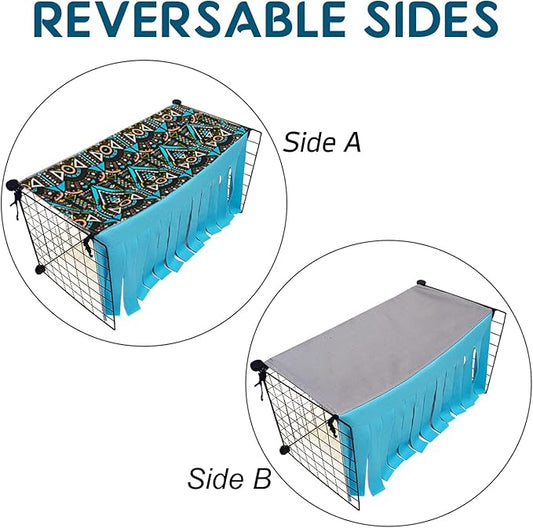 RIOUSSI Guinea Pig Hideout Hideaway Corner Fleece Toys Cage Accessories with Reversible Sides. Blue, Rectangle