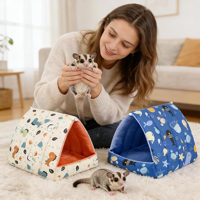 2 Pcs Guinea Pig Hideout, Guinea Pig Bed Tunnel Washable Small Animal House Cage Accessories for Mouse Chinchillas Hamsters Hedgehogs Ferrets Bearded Dragons and Rats Other Small Animals