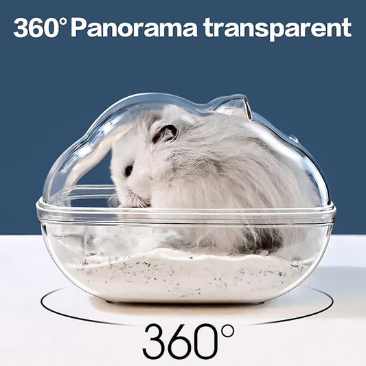 lazYYzal Hamster Bathtub,Hamster Bathroom,Small Animal Habitat Décor,Sand Bath Container Transparent Beds,Hamster Bed,Ice Bathtub,Sleep Pad Nest,Sand Bath Box for Small Pet Animals Cage Accessories(S)