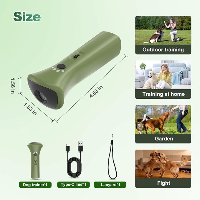 Dog Bark Deterrent Devices,Ultrasonic Anti Barking Device for Dogs, Portable Dog Training Device,Stopping Own or Neighbor's Dog Barking,Safe & Effective for Indoor & Outdoor Use(Green)