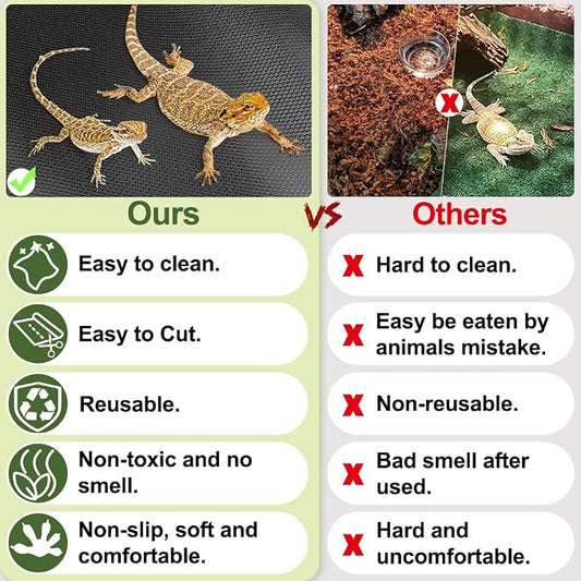 24 × 118" Large Reptile Carpet,Bearded Dragon Tank Accessories,Reptile Mat, Leopard Gecko Substrate,Bearded Dragon Tank Flooring,Snake,Tortoise Bedding(24" × 118 ", 1 PCS Black Thicker Mat)