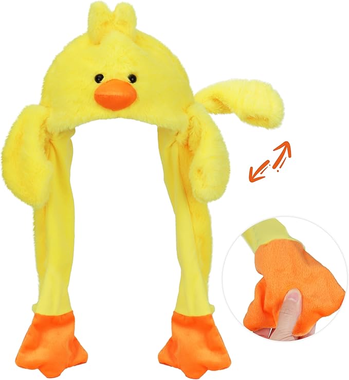 Bubblepompom Animal Hat with Ears Moving Jumping Pop Up Beating Hat Plush Holiday Cosplay Dress Up Funny Gift for Kids