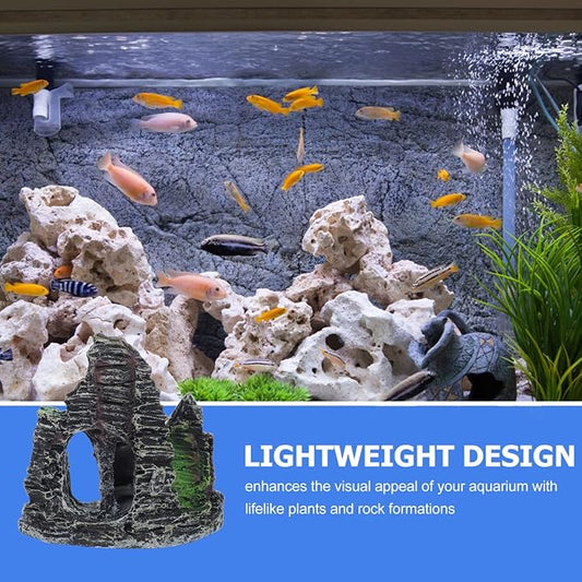 Toyvian Aquarium Decorations Set, 13piece Lifelike Artificial Aquatic Plants with Realistic Rock Cave Hideout Fish Tank Accessories Kit for Goldfish and Tropical Fish