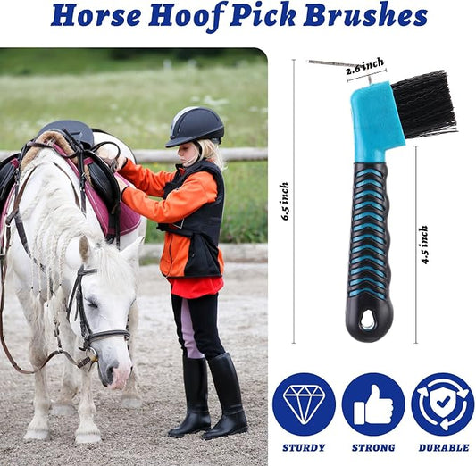 Zhehao 30 Pieces Horse Hoof Pick Brush with Soft Rubber Handle Portable Hoof Pick with Brush, Random Colors