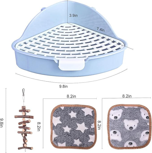 RUBYHOME Triangle Potty Trainer Corner Litter Bedding Box Pet Pan for Baby Rabbit, Chinchillas, Small Guinea Pigs, Ferret, Galesaur