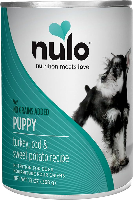 Nulo Grain-Free Turkey, Cod, & Sweet Potato Recipe Wet Canned Dog Food for Puppies, 13 Ounce, 12 Cans