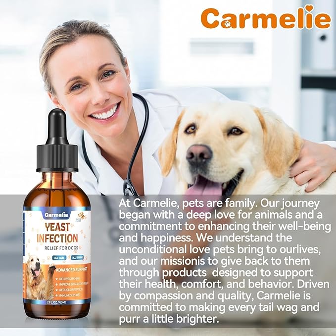 Natural Yeast Relief for Dogs, Supports Healthy Itch Relief, Dog Ear Discomfort Care, Itch Relief for Dog, Allergy Supports, Inflammation Relief for Dogs, 60ml