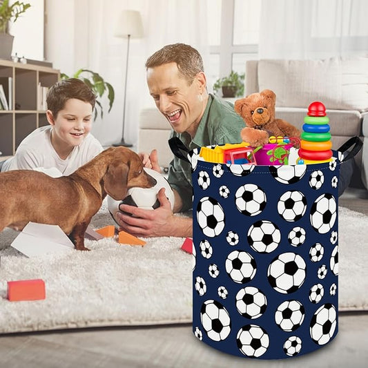 FXOLCSHE Laundry Hamper,Football Soccer Basket Kids Storage Basket,Kids Gift Basket,Waterproof foldable laundry basket,Boys soccer hamper(Soccer)