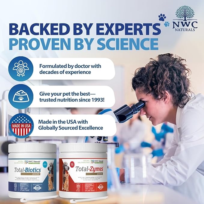 Twin Pack - Probiotics and Digestive Enzymes for dogs and cats one Total-Zymes and one Total-Biotics 8-Ounce