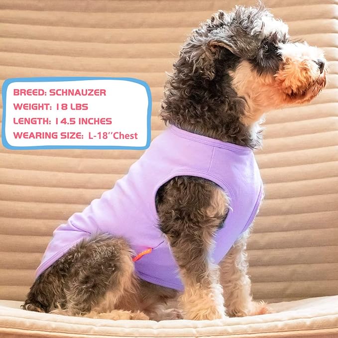 KYEESE 2Pack Dog Shirt, Soft Striped Dogs T Shirts, Lightweight Doggie Tank Top Cat Clothes, Sleeveless Dog Shirt for Small Dogs, Stretchy Pet Vest, Purple+Blue Striped, Small