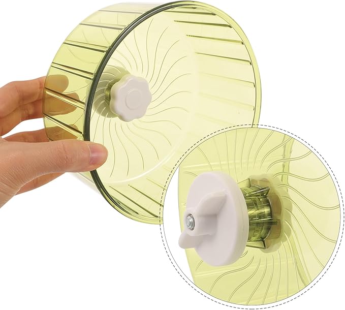 BESPORTBLE Silent Hamster Wheel with Double Bearings, 14-inch Transparent Green Running Wheel for Guinea Pigs, Gerbils, and Small Animals Exercise