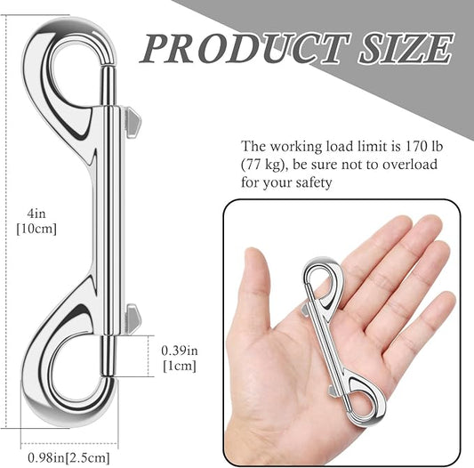 ERKOON 15 Pack Heavy Duty Snap Hooks Double Sided Clips for Hanging Horse Tack Sling Feed Buckets Dog Leash Collar Key Chain Zinc Alloy Metal Snaps Clip (4 Inch)