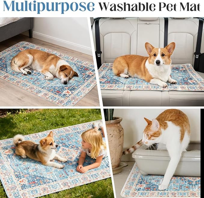 Washable Pee Pads for Dogs 2 Pack Reusable Puppy Training Pads 72"x72" Super Absorbent Waterproof Dog Training Pads, Non-Slip Potty Pads Whelping Pads Litter Mat Pet Supplies - Blue/Mix