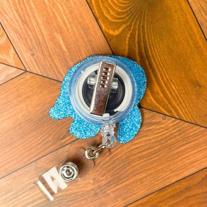 YJ PREMIUMS Turtle Badge Reel Holder Sea Turtle Name Tag ID Alligator Clip Retractable Reels Lanyard for Nurse Pediatric PEDS | Cute Shell Animals Fish Summer Tropical Beach Crystal Supplies Gifts