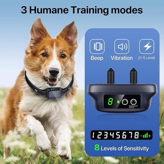 Bark Collar, Automatic Dog Bark Collar with 3 Effective Training Modes& 8 Sensitivity for Medium Large Dogs