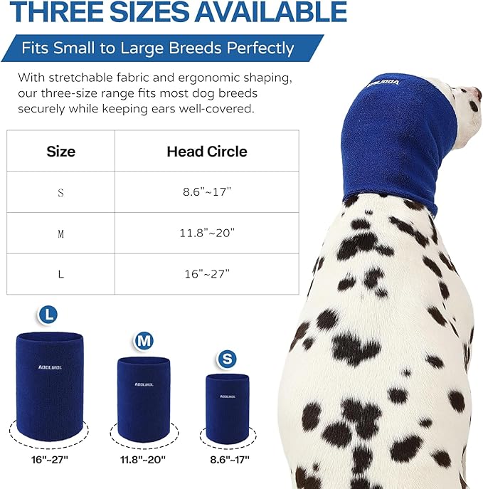 Dog & Cat Calming Hoodie – Soft Double-Layer Ear and Neck Cover for Anxiety Relief & Noise Protection, Elastic Pet Head Wrap for Grooming, Bath, Drying & Fireworks