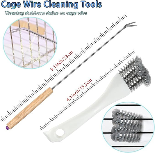 6pcs Set Bird Cage Cleaner Kit - Stainless Steel Poop Remover & Scraper Tool- Essential Bird Cage Accessories for Parakeet Items & Small Animal Cage Cleaning