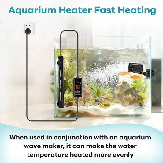 hygger Aquarium Heater, 300W/500W/800W/1000W Submersible Fish Tank Heater with Temperature Controller, Over-Temperature Off-Water Protection Alarm for Saltwater Freshwater (800W, 80-200 Gallon)
