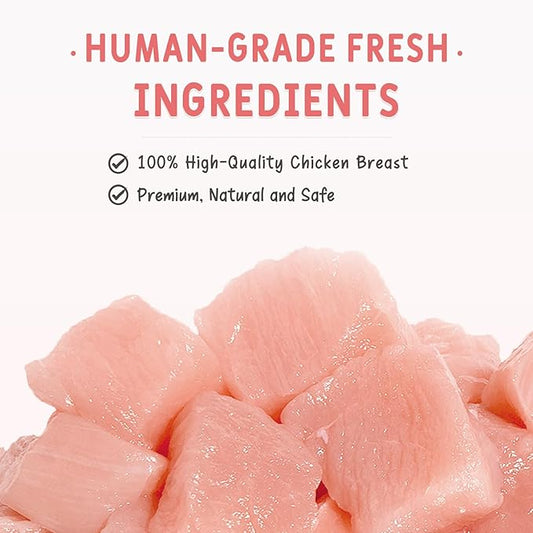 Freeze Dried Chicken Breast Cat & Dog Treats - 2.82oz (80g), 100% Single Ingredient, Human-Grade High Protein Training Rewards, 0% Salt & Sugar, Grain-Free, Ideal Meal Topper for Picky Eaters
