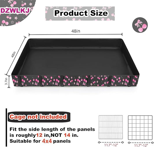 DZWLKJ Guinea Pig Cage Liner,Washable Tarp Bottom Base,Cherry Graphic,48"x48", Reusable for Rabbit, Chinchilla, Hedgehog, Ferret & Other Small Animals.
