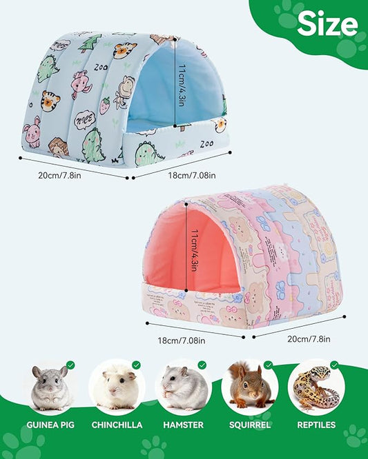 2 PCS Guinea Pig Hideout Guinea Pig House Guinea Pig Bed, Washable Hamster House Small Animal Cage Accessories for Mouse Chinchillas Hamsters Hedgehogs Ferrets Bearded Dragons and Rats
