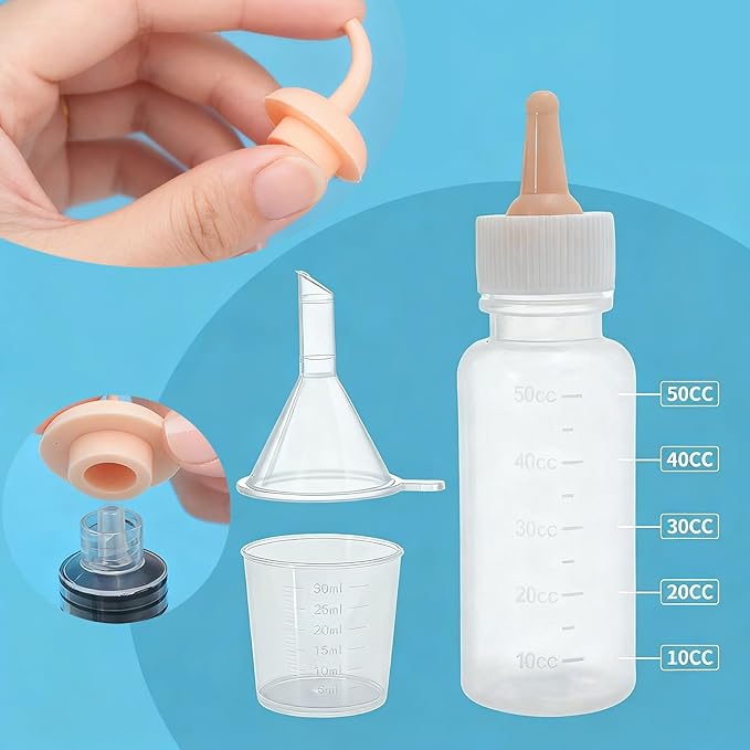Pet Nursing Kit – Kitten Bottle Feeding Set with Nipples, Syringes, and Formula Dispenser for Newborn Puppies, Kittens, Baby Squirrels, and Other Small Animals