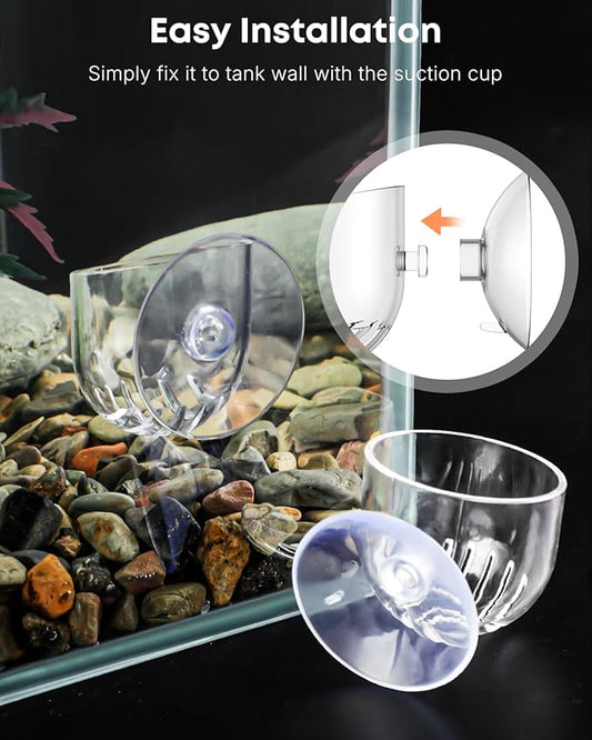 Pawfly Aquarium Plant Holder with Suction Cup, Clear Plastic Fish Tank Planting Holder, Fish Tank Plant Pot for Aquascape Decoration, Aquarium Planter Cup, 4 Pcs.