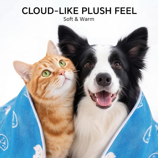1 Pack 6 Blankets Dog Cat Soft Fluffy Fleece Pet Blanket Warm Cute Print Design Puppy Kitten Blanket Doggy CAT Large (41" x31")
