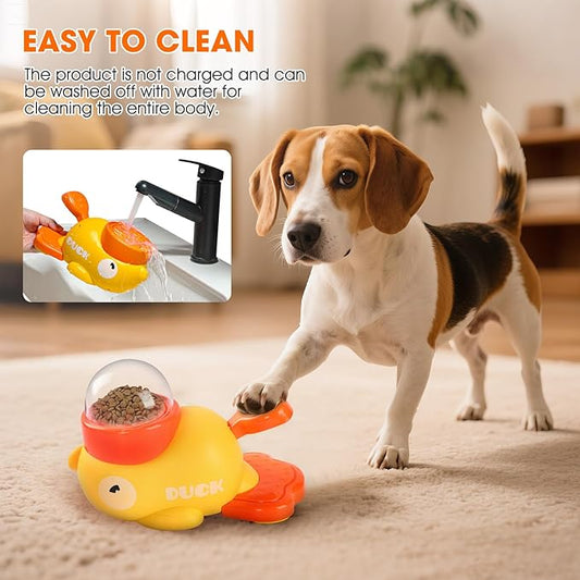 Cat Puzzle Treat Dispenser,Interactive Dog Puzzle Treat Feeder,Duck-Shaped Puzzle Toy Prevents Bloating,Food Puzzle Slow Feeder Adjustable Food Outlet for Small Cats,Dogs,Other Pets (Yellow)