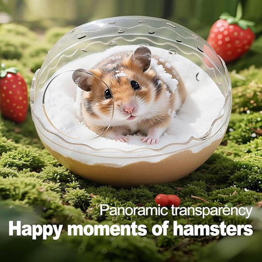 Hamsters Bathtub Box,Hamster Bathroom,dust Bath for Hamster,Hamster Sand Bath Container,Hamster Bath,Hamster Bathing Bowl,Transparent Toilet for for Hamster Cage Accessories (5.5x5.5x4 inch)