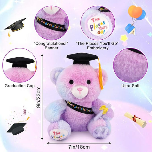 Graduation Teddy Bear 2026, 9 Inch Graduation Stuffed Animal with Diploma Tassel Graduation Hat & Oh, The Places You’ll Go, Class of 2026 Graduation Gifts for Kids, Kindergarten, High School