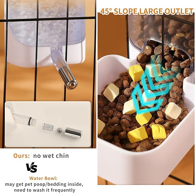 24oz Rabbit Water Dispenser No Drip for Cage, Hanging Automatic Guinea Pig Water Bottle Large Small Aniaml Cage Accessories for Ferret Guinea Pig Rat Rabbit (White)