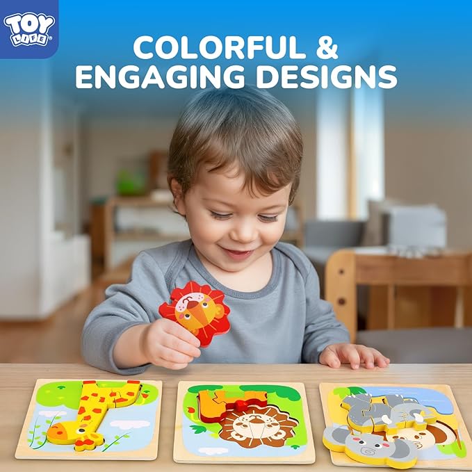 TOY Life Wooden Puzzles for Toddlers 2-4, Montessori Toys for 1 2 3 Year Old Boys Girls, Animals Puzzles Educational Learning Toys 2 Year Old, Birthdays Gifts Toy for 2 Year Old Girl Boy