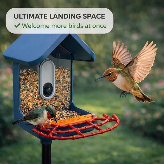 CPLIKE ABS Bamboo-Style Perch Extender Designed for Bird Buddy Smart Bird Feeder, Expandable Platform with Dual Screw Mount, Chewing-Friendly Texture, Extra Landing Space & DIY Accessory Ports