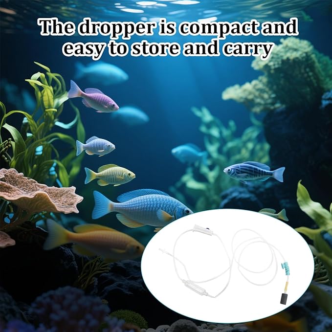 Aquarium Drip Acclimation kit with Filter Sponge, Slow Water Change System for Saltwater and Freshwater Fish Tanks, Safe Transition Adjust for Shrimp, Coral, and New Fish
