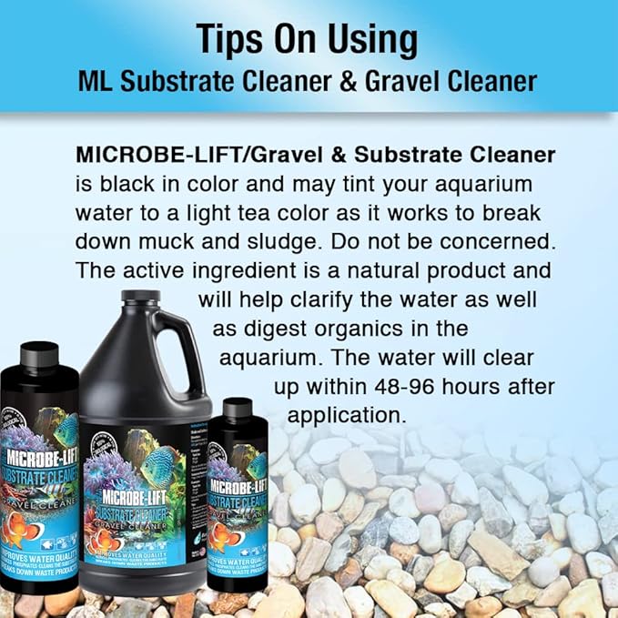 Microbe-Lift Gravel & Substrate Cleaner for Saltwater Aquarium and Freshwater Tanks, Tank Cleaner and Aquarium Water Conditioner, Clarifies Water, Reduces Muck, Aquarium Supplies, 16 Ounces (GSC16)