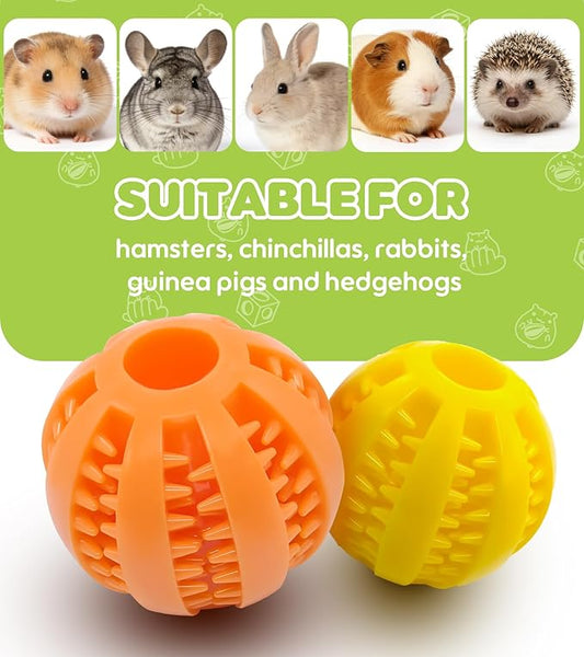 Natural Hamster Chew Toys,Hamster Foraging Ball Educational Toy,Slow Feeder Rat Enrichment Toy for Dwarf Hamsters,Syrian Hamsters,Guinea Pigs,Hamster Ball(2PCS)