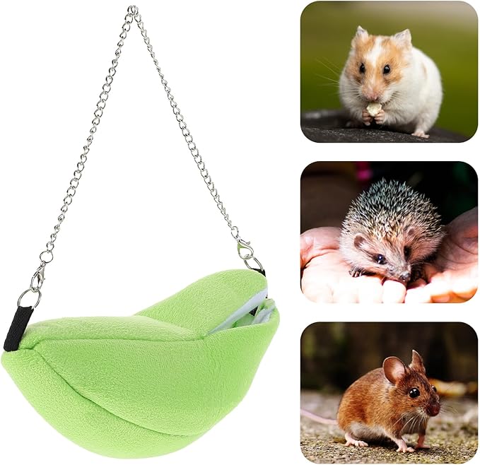 2pcs Hamster Hammock Hanging Cotton Warm Bed Small Animal Shelter Yellow-Green Fruit Shape for Winter Cage Accessories