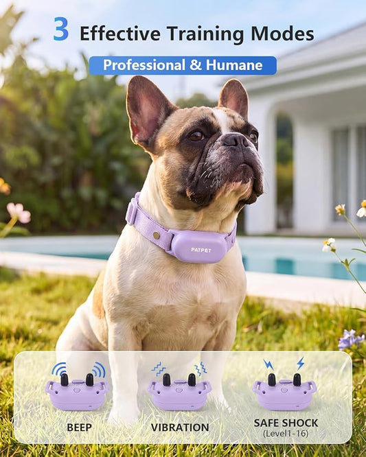 PATPET Shock Collar for Dogs - 4000FT Dog Training Collar with Remote, IPX7 Waterproof 4 Modes(Beep/Vibration/Shock/Safe) Dog Shock Collar, Rechargeable for Small Large Dogs (8-120Lbs) (Purple)