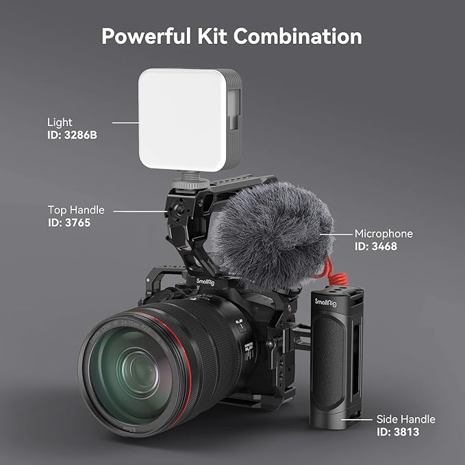 SmallRig R50 Cage for Canon R50 Camera, Aluminum Alloy with Quick Release Plate for Arca Stand, Cold Shoe, NATO Rail and Threaded Holes - 4214