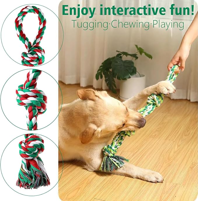 XIGOU Rope Toys for Dogs - Indestructible Chew Toys for Aggressive Chewers, Tough Puppy Teething Toys for Boredom, Dental Cleaning Tug of War Toy - Great for Small to Large Breed