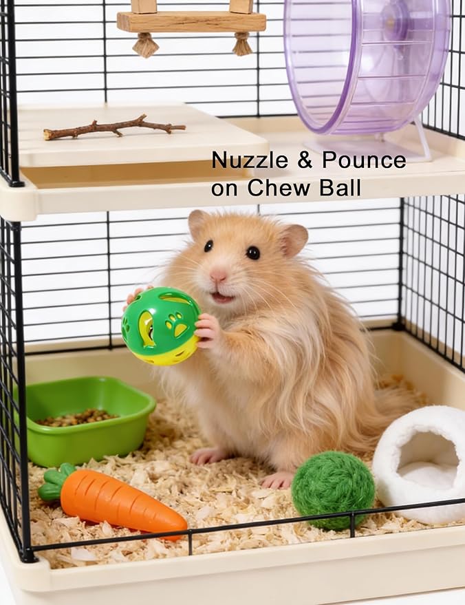 10-Pack Hamster Toys with Bell, Colorful Balls for Pet Hamsters, Scurry Back and Forth (1.5'' - 2.2'')