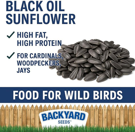 Backyard Seeds Black Oil Sunflower Seeds for Wild Birds 25lbs - Thin Shells, Premium Cardinal Food, Medium Bag of Black Oil Sunflower Seeds