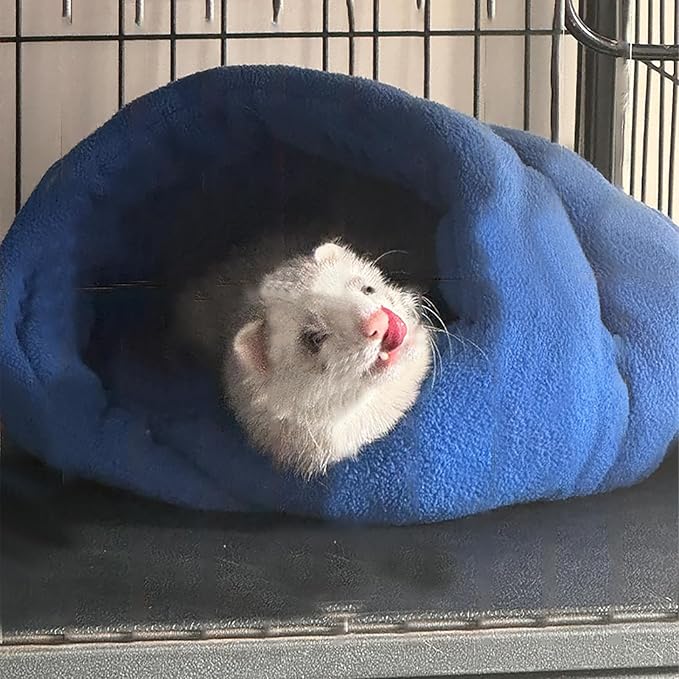 Ferret Bed Cave and Hideouts Comfortable,Hideaway Bed Accessories for CageBeds and Hideouts Safe & Cozy for All Ages Ferrets (Blue)