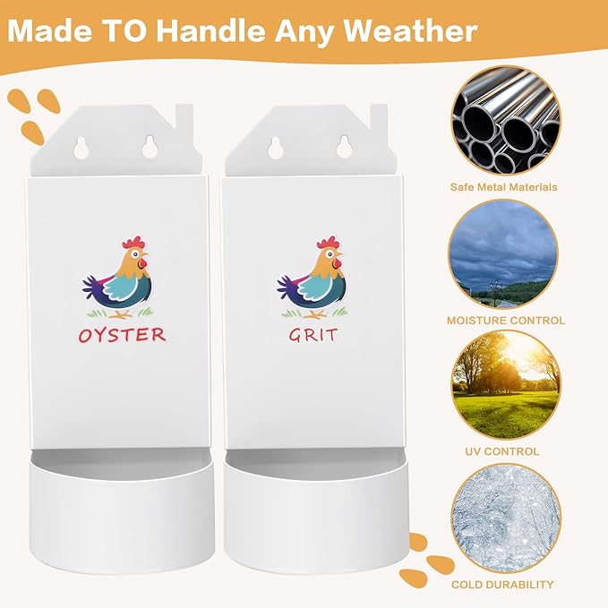 Chicken Grit and Oyster Shell Feeder,Metal Automatic Chicken Feeder,Chicken coop Accessories Poultry feeders, Suitable for Quail, Pigeons, Doves, Chicks